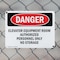Signmission Elevator Equipment Room Authorized Personnel Danger Sign, Plastic, 14in W x 10in L, 2PK OS-2PACK-DS-P-1014-L-2244 - alternate 3